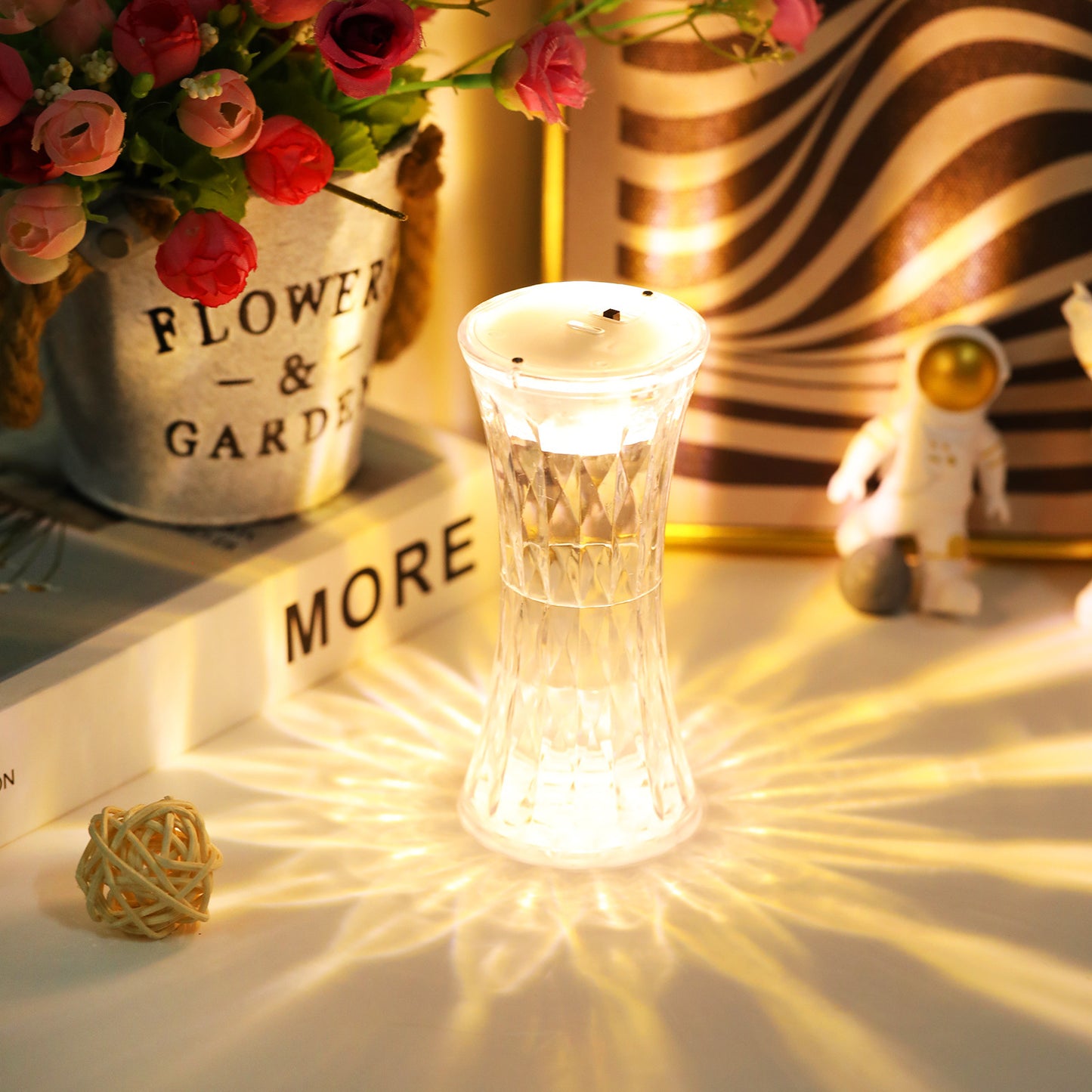 Clear Acrylic Crystal Rose Petal Table Lamp