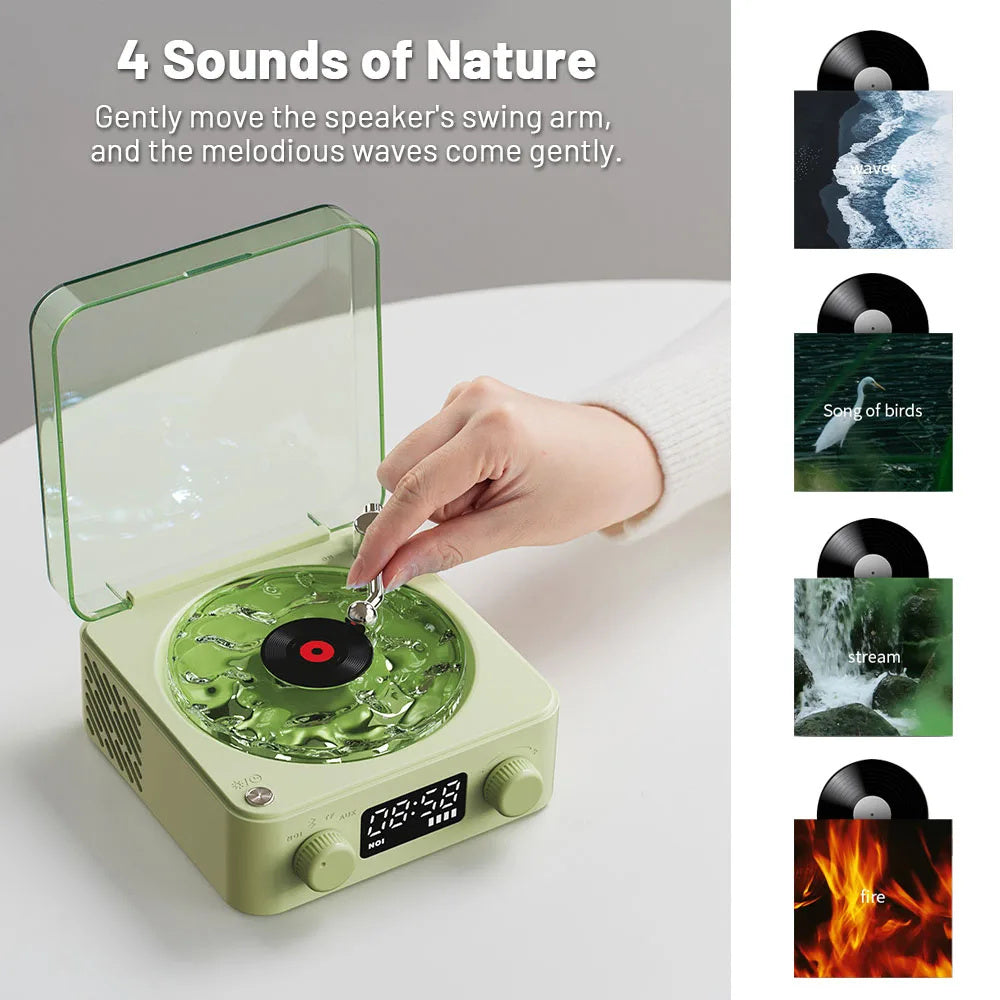 Retro Turntable Speaker With RGB Projection Lamp Effect