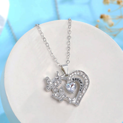 Ins Butterfly Love Necklace With Rhinestones For Valentine's Day