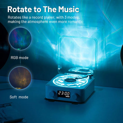 Retro Turntable Speaker With RGB Projection Lamp Effect