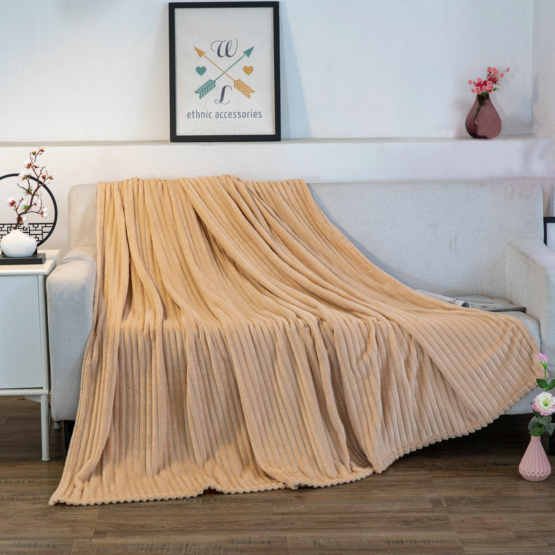 Striped Coral Fleece Blanket