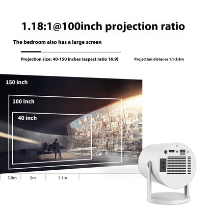 Portable 180 Degrees Projection Angle Automatic Focus Home Video Projector